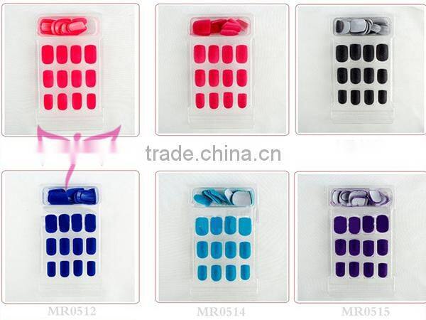 New fashion 24pcs artificial nail tips full cover velvet false nails manicure kit