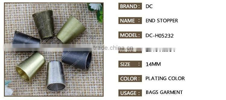 Metal cord stopper for hang tag