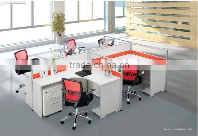 Lastest design office furniture steel knock down metal 4 people office desk