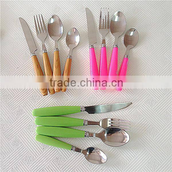 Comfortable plastic handle cutlery in plastic tray