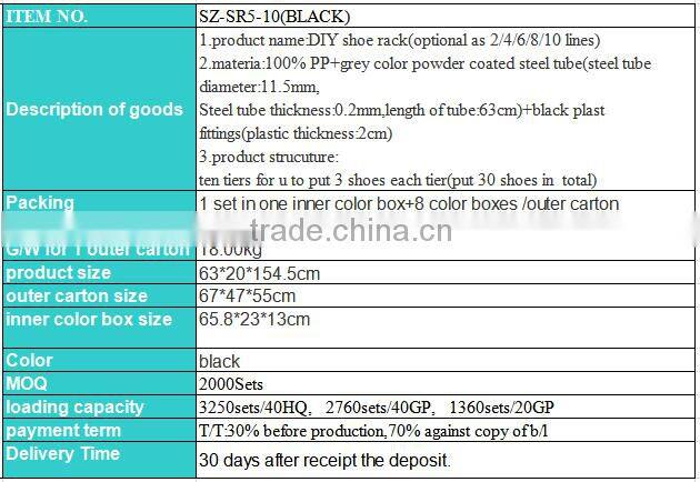 black color simple modern girls shoe rack ladies shoe rack