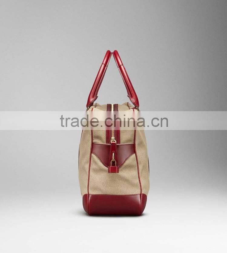 Canvas mix leather material Travel luggage bags for men & Competitive factory price