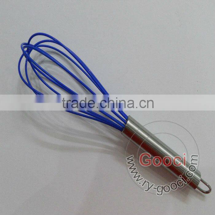 Random Colors Stainless Steel Food Whisk Egg Beater Silicone Head Baking Utensil
