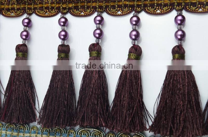 cheap curtain colorful tassel fringe trim,stock fringe curtain tassel