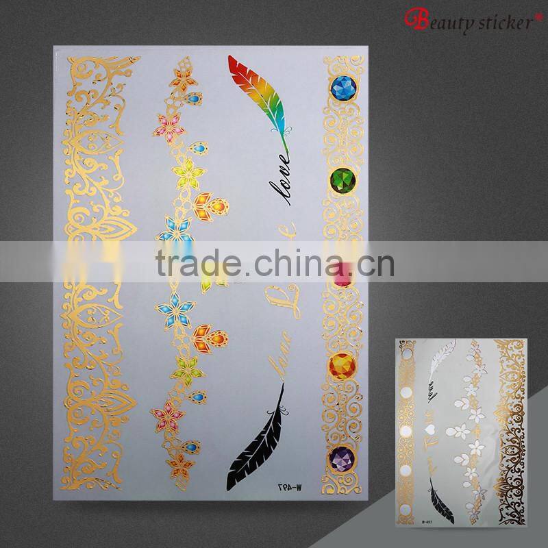 Necklace Foil Gold Diamond Tattoo Sticker