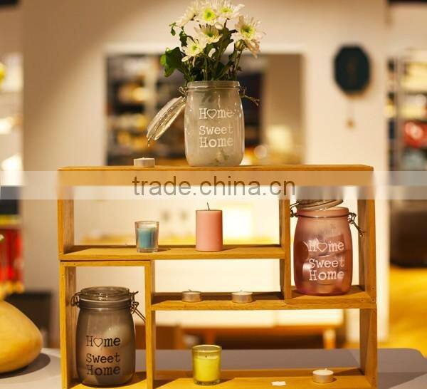 foodgrade transparent colorful storage glass jars with hinged lid