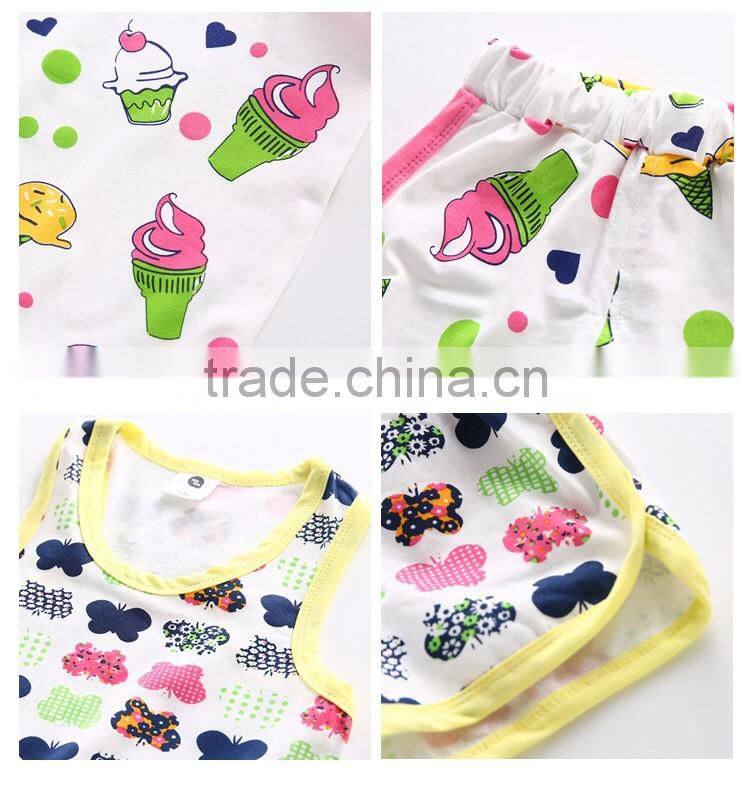 Wholesale Types of Cartoon Printed Comfort Summer Wear Children Tank Top Shorts Sets, Kids Clothes Set