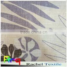 Curtain, cushion cover, bedding fabric with flower printed on linen