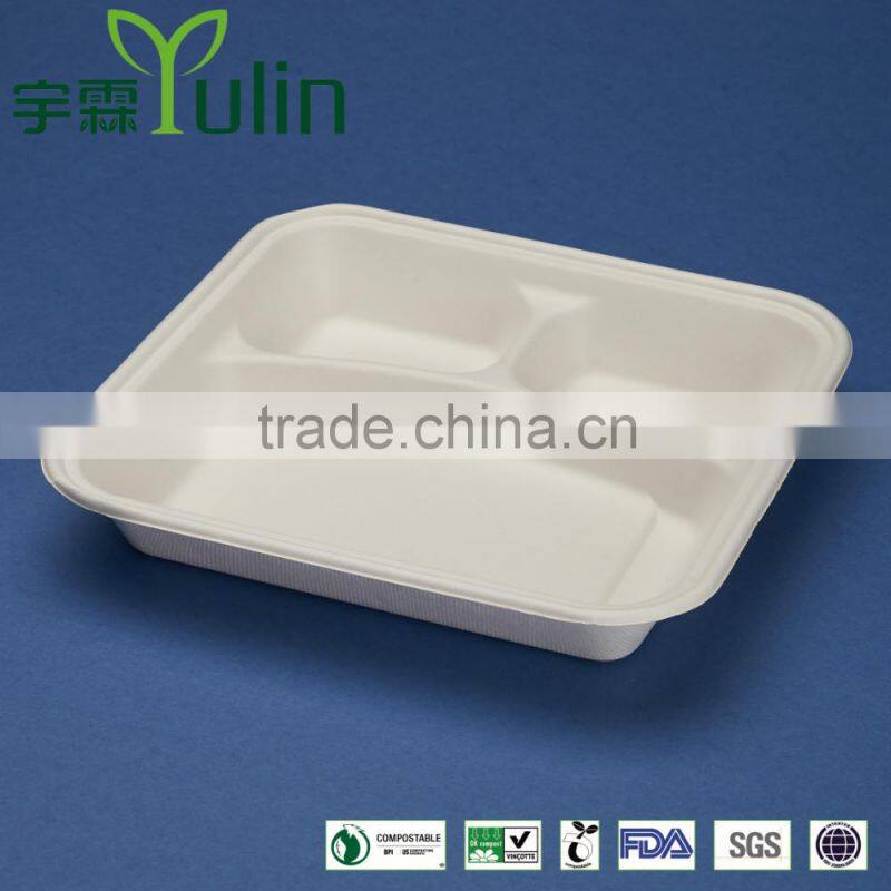 TY-10 Wholesale 5 comprtments airline food sugarcane paper tray