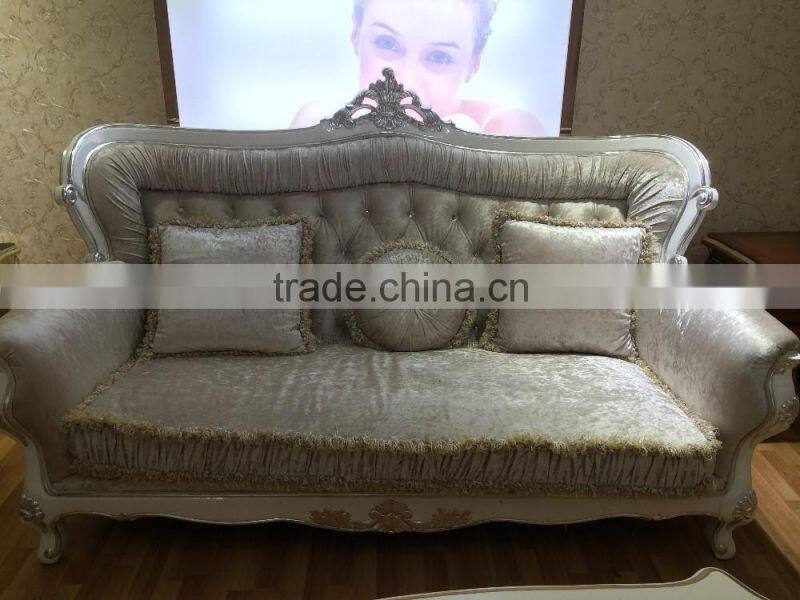 modern France wooden fabric sofa set living room design