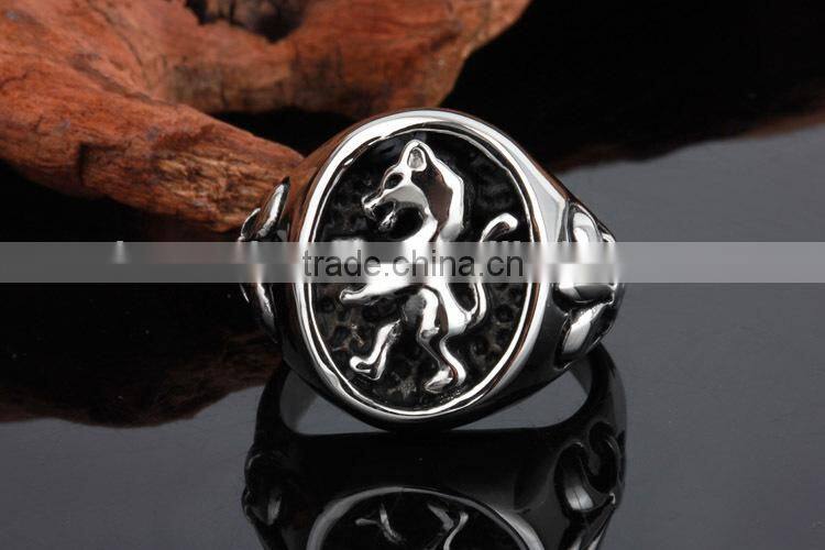 KSTONE Wholesale High Quality Cool Vintage Lion Head Ring Jewelry cross 316L Stainless Steel Rings