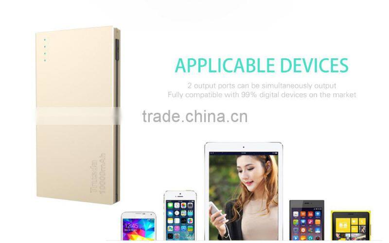 metal case dual output ultra thin 10000mah power bank for pokemon go