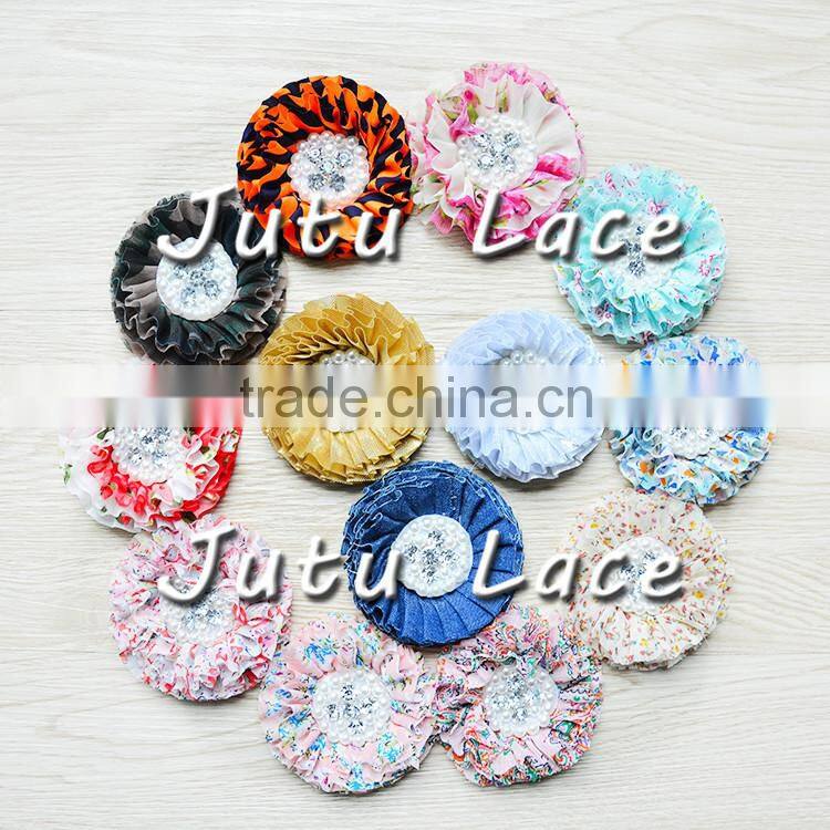 Hot sell 3-4 frilly elastic band, FOE hair elastic ties , lace elastic hair bands for baby