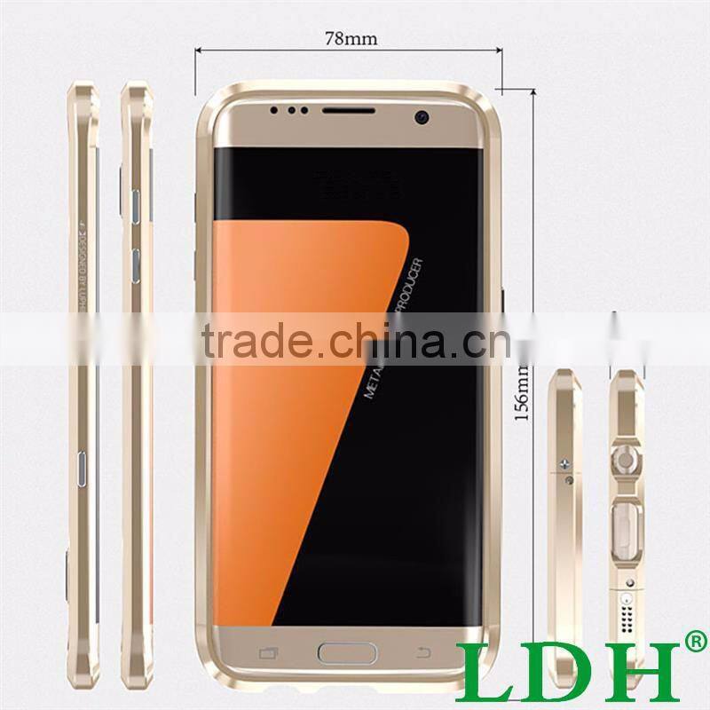 For SAMSUNG Galaxy S7 Edge Cases Luphie Luxury Aluminum Bumper for Galaxy S7 Prismatic Shape Frame Metal Button Cover