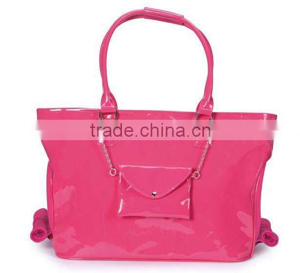 pink patent leather fashionable dog handbags/pet shoulder bags