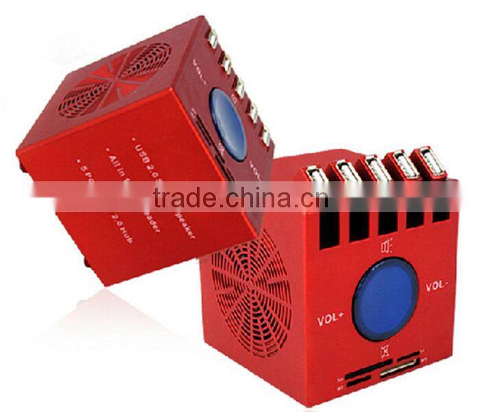 5 Ports Stereo Shaped USB 2.0 Hub with speaker