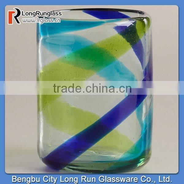 LongRun 16oz Cool-Toned Swirl All-Purpose Glasses Set of 2 Elegant Color Wine Cups For Couple