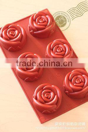 4 Cavities Silicone Rose Shaped Cake Molds