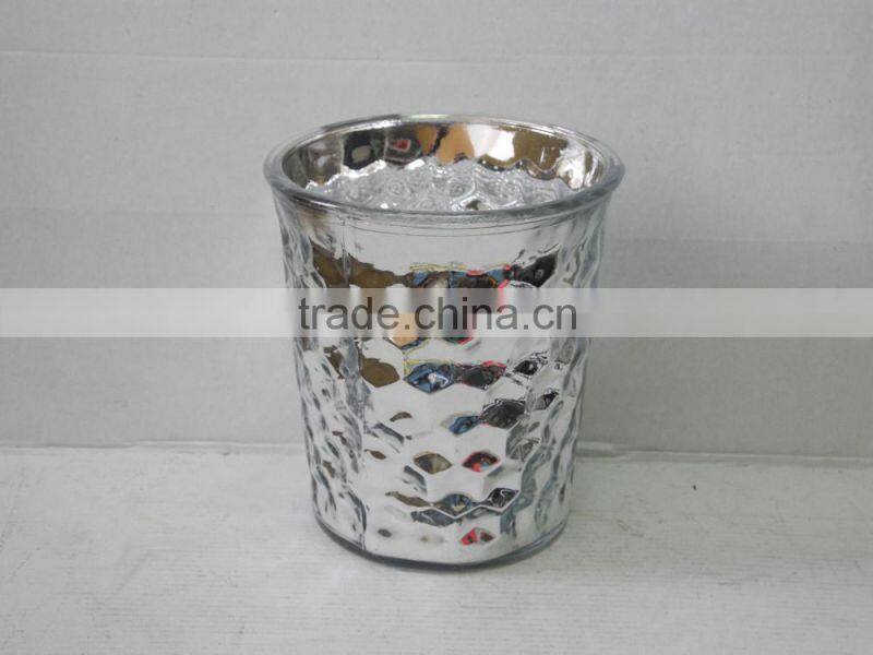 mini wide mouth glass diamond eletroplating silver vase with more style