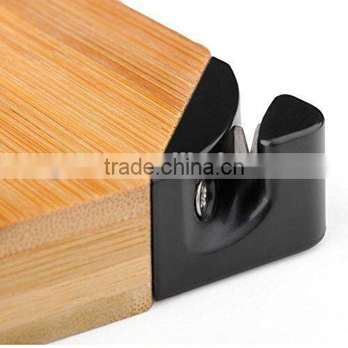 Multifunction Bamboo Sharpening Stone and Cutting Board Thick Bamboo Carving and Chopping Station Drip Groove Handle