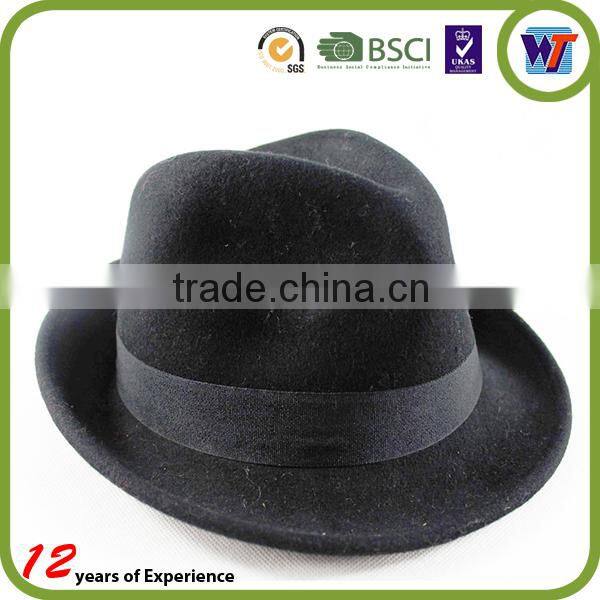 HOT Sale Man checks acrylic or wool ribbon decorated cheap fedora hat
