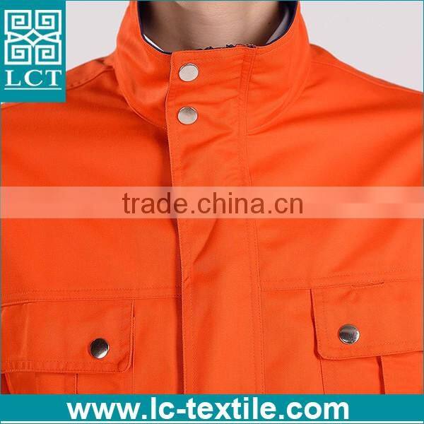 supply custom fit bright orange color european workwear with fashion design