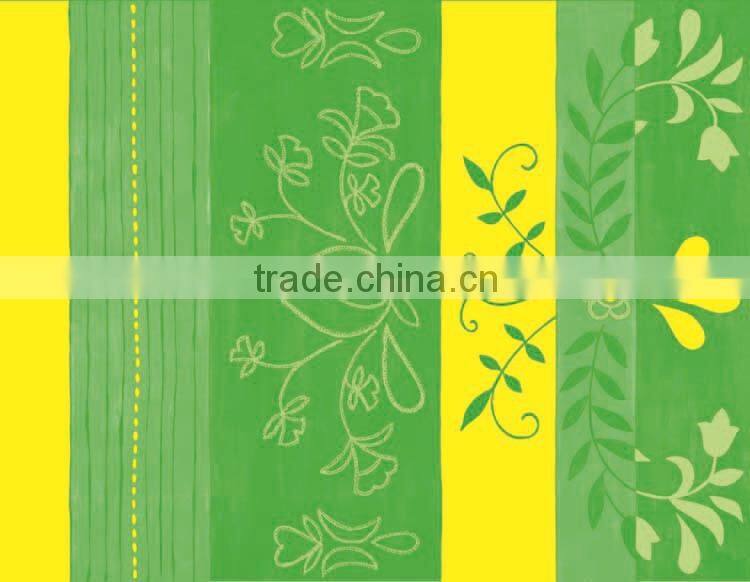 2015 Newest printed design plastic tablecloth with lace/waved/straight edge