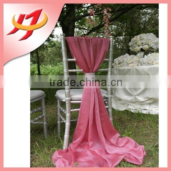 Elegant purple wedding chiffon patterns for chair cover for chiavari chair back