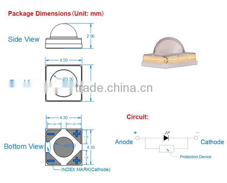 High Power 365nm Smd 4545 3w Uv Led
