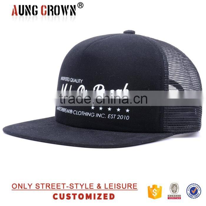 100% cotton custom black plain unisex mesh trucker hat