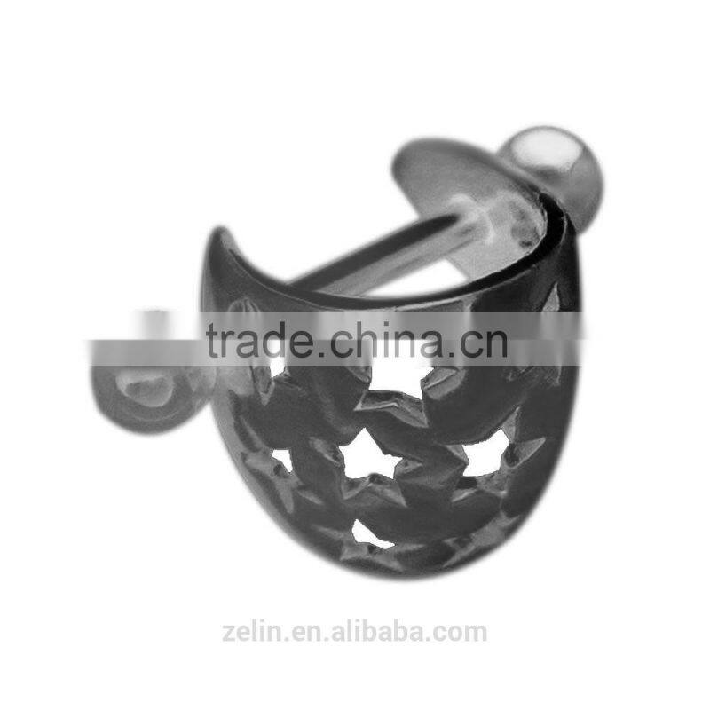 Stainless steel hollow star ear cuff cartilage body piercing jewelry