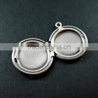 20mm round brass antiqued silver simple photo locket pendant charm DIY supplies findings 1113012