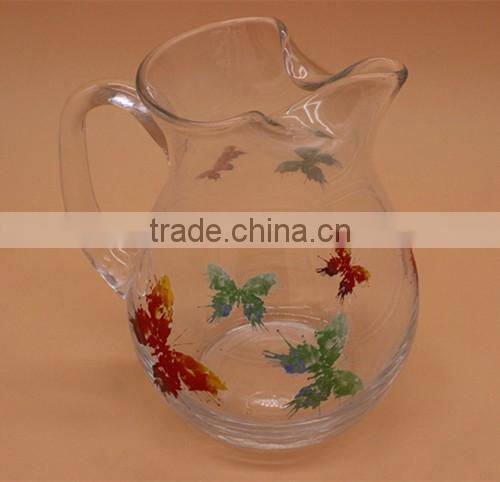 Mouth Blown Drinking Bottle With Butterfly Decal