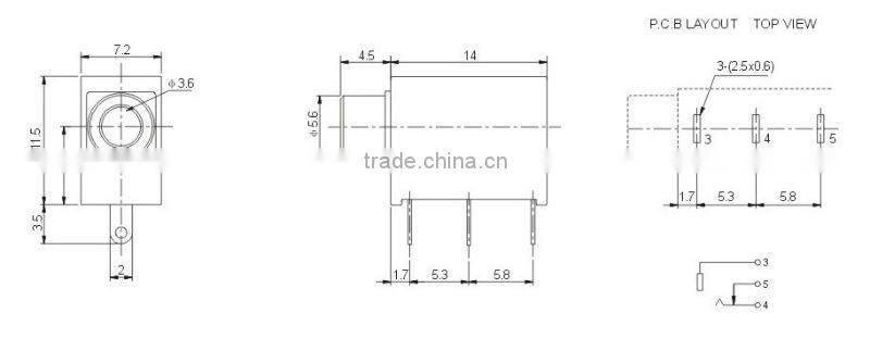 3.5mm head phone jack PJ-3503D PJ-3503E