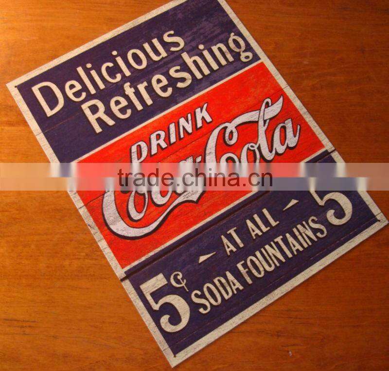 Advertising decorative embossed metal tin plaqe vintgae retro wall tin plaque