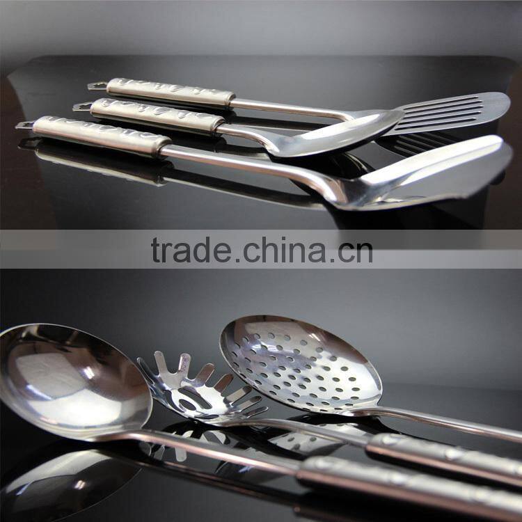 Modern stainless steel kitchen utensils set/ cook hot sell stainless Love handle kitchen ware 7pcs kitchenware set S01