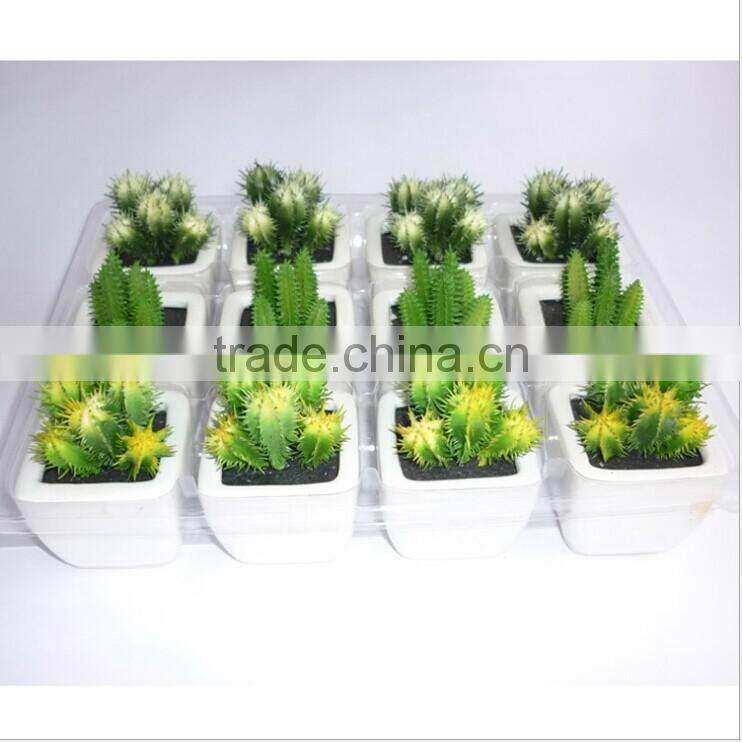Mini artificial cactus with pot for indoor decoration