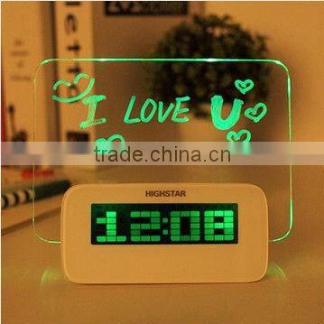LED Fluorescent Message Board Digital Alarm Clock