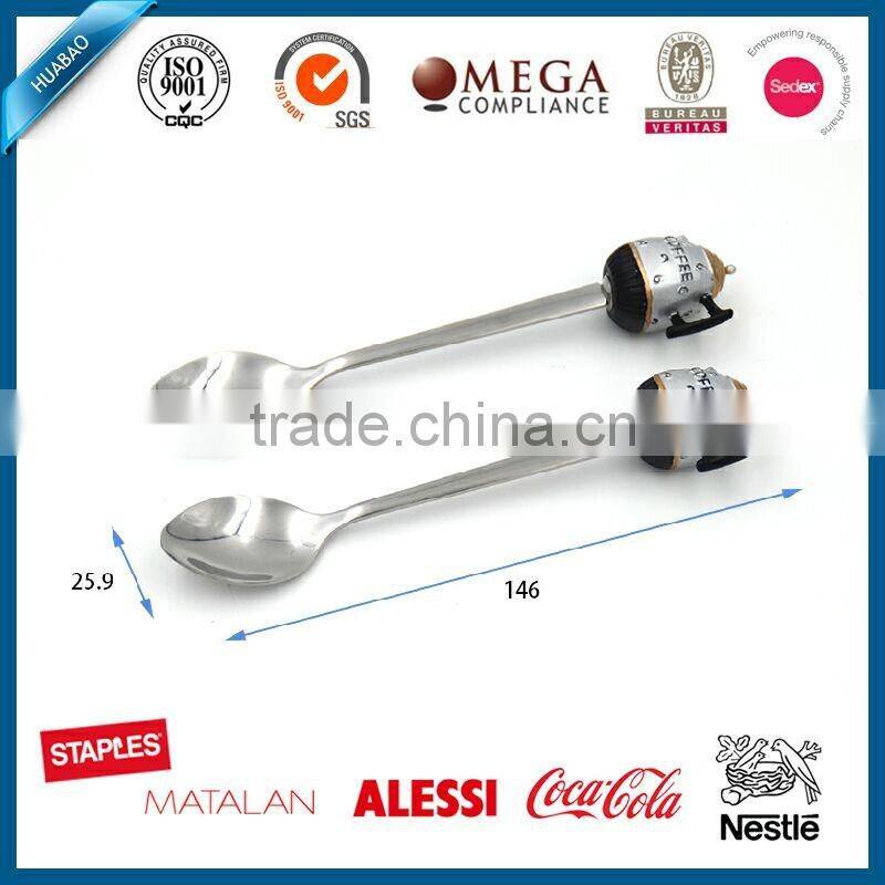 Portable Stainless Steel Flatware with Cute polyresin Handle, 4pcs polyresin cutlery, rachet set