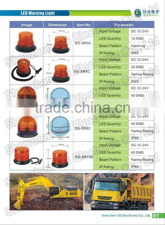 Super Bright Amber LED Flashing Light 12V Automotive LED Rotating Beacon Light