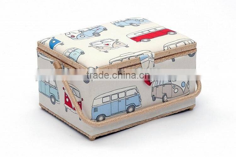 Large Wooden Sewing Tool Basket w/ Accessories