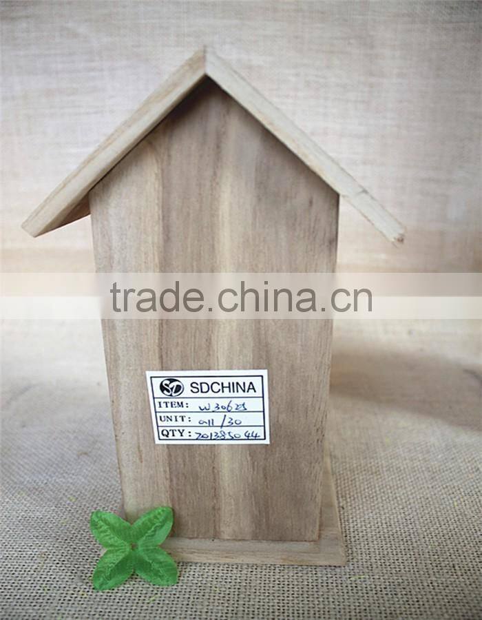 Handmade crafts wood room toy wooden bird nest packaging sticky window wood toys with heartshapeed window