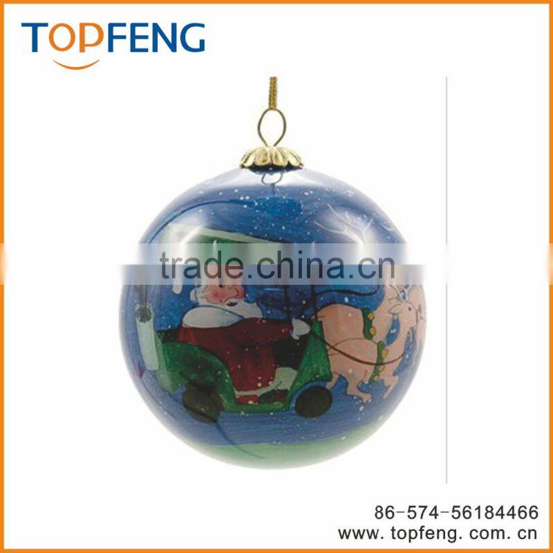 2016 hot design glass christmas painting ball/hanging glass ball/hanging glass ball