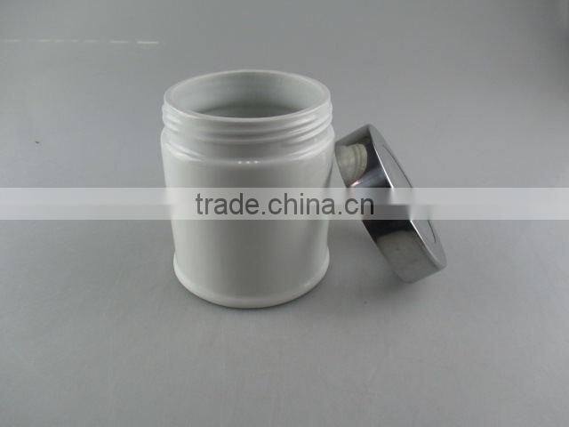 Cheap Stocked White Canister With Stainless Steel Liner