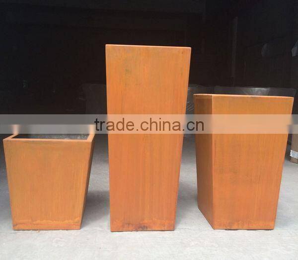 FO-9C02 Square Type Corten Steel flower pot for decor