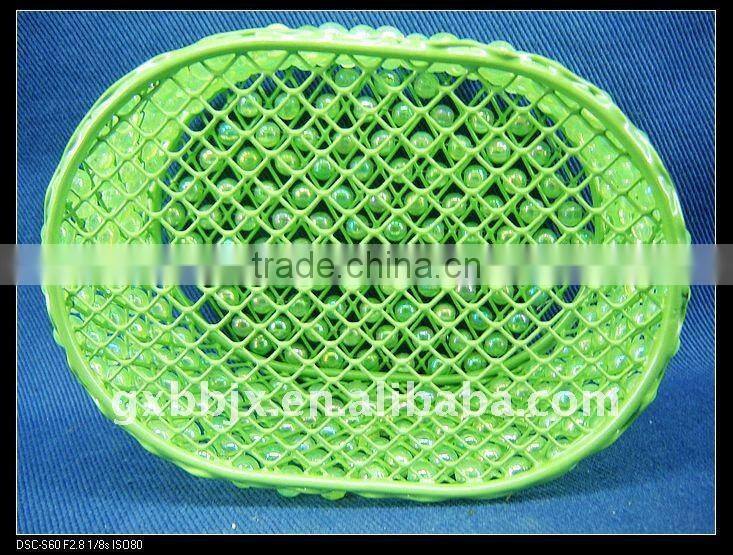 Green pearl wire makeup box set with lid