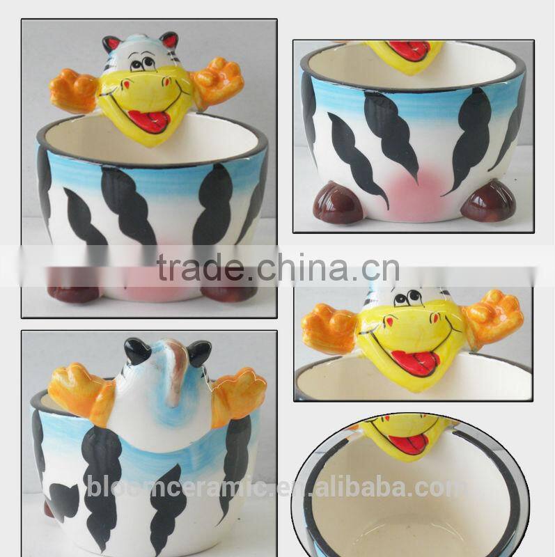custom printing footed ceramic animal bowl