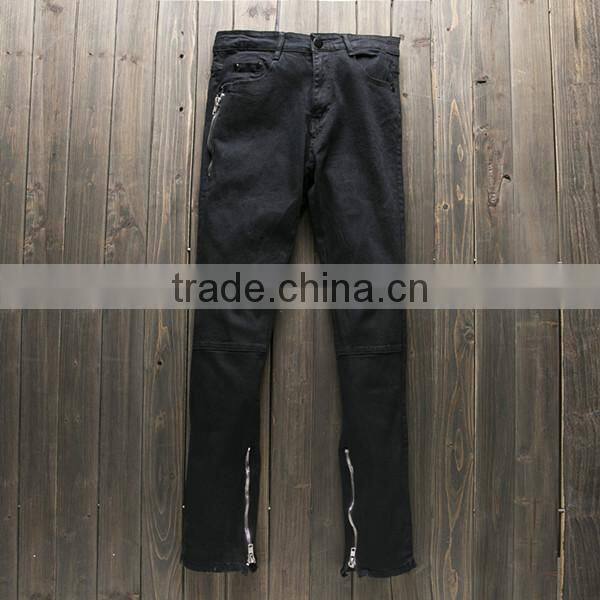 2017 Summer new locomotive jeans elastic skinny pants with side zip