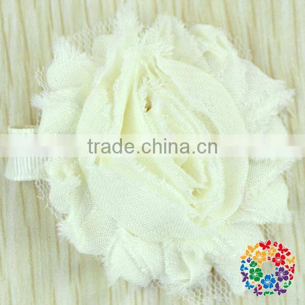 2015 Wholesale Beautiful Red Artificial Chiffon Fabric Flowers For Headbands Hair Accessories