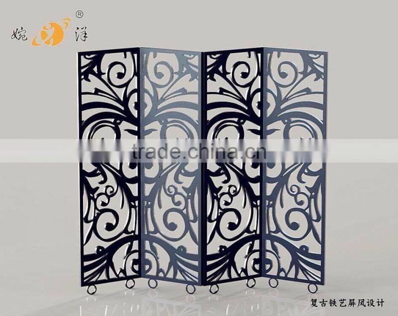 Retro Simple living room partition Carving creative metal screen